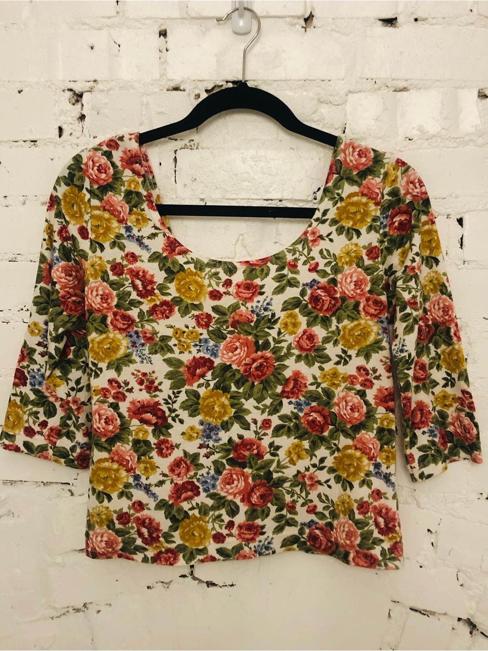 Vintage 90s Floral Scoop Neck Women's Top - Multicolor